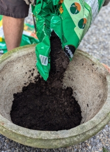 I use Scotts Organic Potting Mix, which can be used for potting or repotting foliage, tropical and flowering houseplants as well as potted vegetables and herbs.