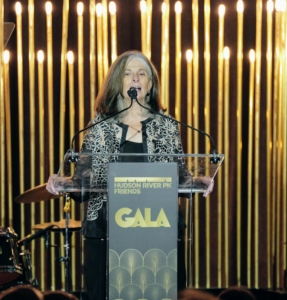 Executive director of the Hudson River Park Trust, Connie Fishman, addressed the audience and thanked everyone for attending. (Photo by Craig Barritt/Getty Images for Friends of Hudson River Park)