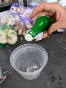 … and a bit of baking soda and water for each container.