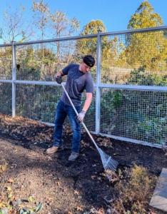 Josh is cleaning up the flower garden beds. It takes a lot of time to cut down all the plants and remove all the old, dead plants and root systems.