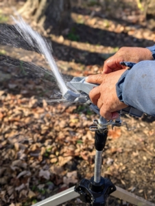 Phurba keeps an eye on what areas are watered and for how long. And every so often, he observes the sprinklers in action, looking for clogged or leaking heads that may need minor maintenance.