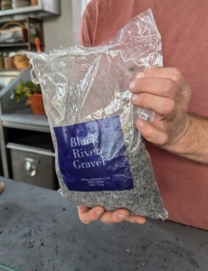 This is Black River Gravel. Gravel helps create a more porous potting mix, which is important for preventing plant roots from becoming waterlogged.