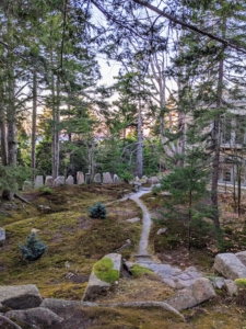 This photo was taken of "Rockefeller's Teeth" and a back footpath to my home. In summer, the area is filled with greenery - ferns and other perennials. They have all been cut back for the winter.