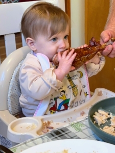 Abby's niece, Sarafina, was the first to taste - I think she approves.