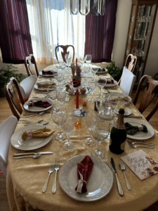 This is the family table set by Abby's mother, Bernadette.