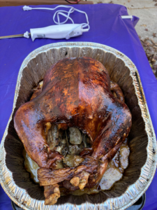 And here is the family turkey waiting to be plated. It was made by Abby's dad, James.