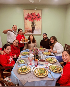 Turkey and all the fixings for everyone! Here are Sandy, Andrea, Martin, Gladys, Elvira, Joseph, Stephanie, and Kelly.