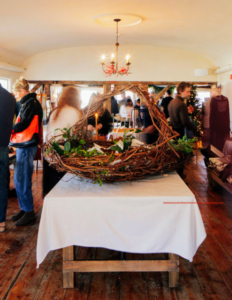 Here's the basket in the middle of the room. It was so nice to see such an enthusiastic group talking with talented artisans and entrepreneurs. (Photo by Gabe Zimmer @catskillimage)