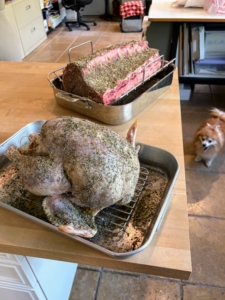 Here is Justin's turkey before it went into the oven.