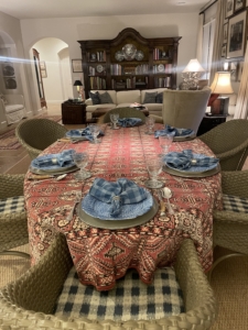 I recieved some photos from Justin Anderson – a loyal Instagram follower and owner of several pieces from my Great American Tag Sale. Here is the setting done by tablescape designer Nancy Knudson in her Texas Hill Country home. Nancy invited Justin to cook the entire Thanksgiving dinner in her kitchen - "the first time she hasn’t made Thanksgiving and the first time I’ve been allowed to use her kitchen alone!"