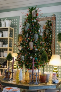 Orangerie was fully decorated for the event. Anthony decorated this tabletop tree - yes, all the ornaments are for sale. (Photo by Guisela Photo)