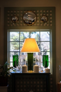 Anthony's husband is designer potter and lamp maker, Christopher Spitzmiller. This spruce colored hand thrown lamp from his collection is called "Patricia." Many of his lamps can be found at Orangerie. (Photo by Guisela Photo)