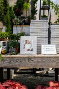 MARTHA, THE COOKBOOK: 100 FAVORITE RECIPES WITH LESSONS AND STORIES FROM MY KITCHEN is a #1 New York Times Bestseller published by Clarkson Potter, my publisher since 1982 when I released my first book, Entertaining. These stacks of pre-purchased books were on display – many bought multiple copies. (Photo by Guisela Photo)