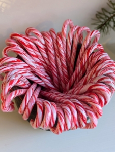 Bowls of candy canes added touches of color.