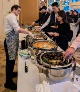 The entrée dishes were served at one long table - everyone took a bit of everything.