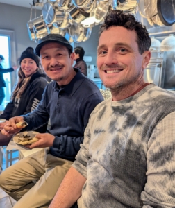 Enjoying their first helpings are my stable manager Helen Paparo, my outdoor grounds crew foreman Chhiring Sherpa, and my head gardener, Ryan McCallister. I think everyone had seconds, and maybe even thirds of everything.