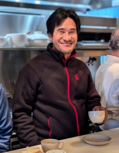 My resident tree expert, Pasang Sherpa, is enjoying a cup of celeriac soup I made from vegetables grown in my garden. Celeriac is a root vegetable variety of celery grown for its edible root instead of its stalks. It's also known as celery root, turnip-rooted celery, or knob celery.