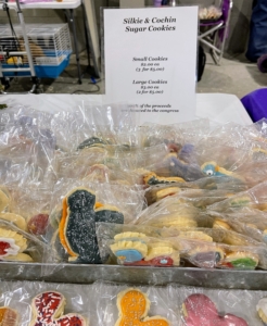 Some exhibitors also brought homemade cookies to sell - these in the shapes of Silkie chickens and cochin chickens.