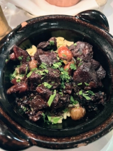 Another main course is this Bœuf Bourguignon - tender pinot noir marinated braised beef with bacon, carrots, mushrooms, and pasta.