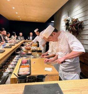 ITO New York is located in downtown Manhattan. Chefs Masa Ito and Kevin Kim prepare and serve dinner from this large counter - traditional Japanese favorites with their own unique and modern interpretations. There are two dinner seatings a day. We sat down for the first seating at 6pm.