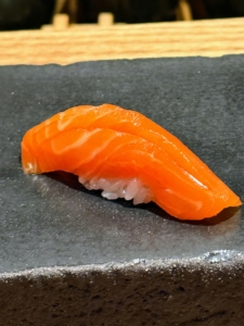 Masu, or Masu-Zushi, is a type of pressed sushi. It consists of a bed of vinegar rice topped with a thin layer of vinegar trout. It is so very fresh and served with dashi soy sauce.