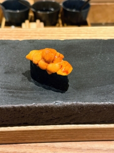 We were each served a piece of Uni Hokkaido with Nikiri soy sauce.