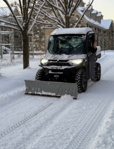 I honestly enjoy my Polaris vehicles. This Polaris XP Ranger has 80 horsepower. It is easy to handle and helps with so many of the chores around the farm. When I plow, I always leave an inch of snow on the top, so the roads still look pretty and the gravel underneath is left undisturbed.