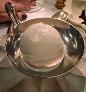 For dessert, we all tried a variety of sweet treats including this coconut sorbet.