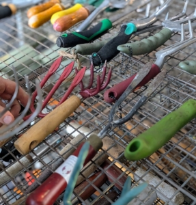 Here's a space specifically for garden forks - used mainly for cultivating smaller planting areas.