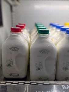 And farm fresh milk, packaged in recyclable glass bottles.