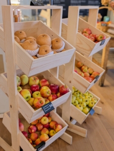 Here's a selection of fresh, organically grown fruits from a nearby farm.