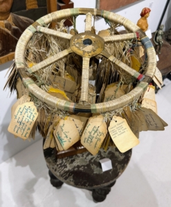 And this was salvaged from an Odd Fellows Lodge, an international fraternity. Visitors to this establishment would write on small tags and hang them from this handmade stand.