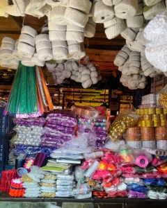 Other stalls, or booths, at the market include supplies for making one's own decorations.