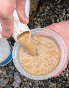 Ryan pours about two cups each into the brewing tank. Fish emulsion contains a rich amount of essential nutrients such as nitrogen, phosphorus, and potassium. It also provides macro and micronutrients for robust plant growth.