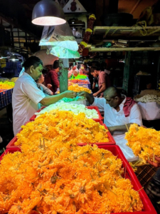 Mumbai is also home to bustling markets. This is the Dadar Flower Market.