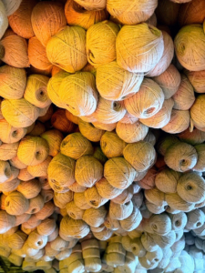 Here is a stall filled with skeins of string.