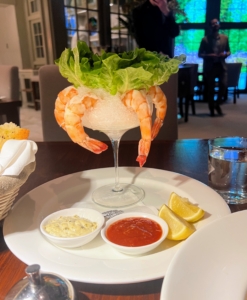 Another appetizer - Jumbo Shrimp cocktail with spicy cocktail and tartar sauces.