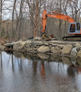 As the pond walls were reinforced, so was the littoral land, the area surrounding the pond. It was leveled and smoothed.