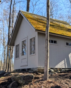 The little structure by the pond's edge was cleaned and repainted my signature "Bedford Gray."