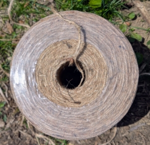 We use a natural jute twine for this project and for many gardening projects around the farm. Twine like this is available in large spools online and in some specialty garden supply shops.
