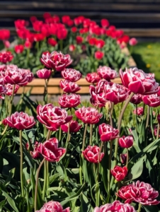Tulips can range from six-inches to 32-inches in varying shapes and forms. Taller ones should be shielded from any winds, so they don’t topple over.