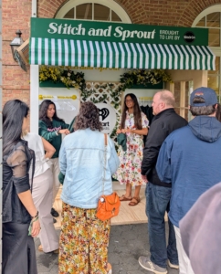 Outside on the terrace, a "Stitch and Sprout" booth was set up where guests could get personalized Miracle-Gro "Dirt Nerd" sweatshirts and hats. Remember my "Dirt Nerd" commercial?