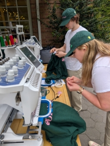 It was a popular station and Miracle-Gro provided many "stitchers" to help.