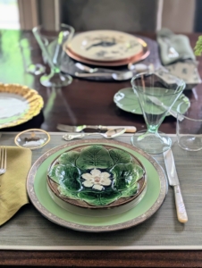 As an added surprise for the group, I set a different place setting for each guest - for interest, for ideas, and for fun.