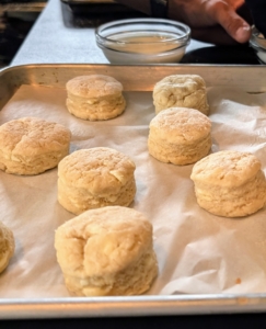 The biscuits for dessert are made and set aside.