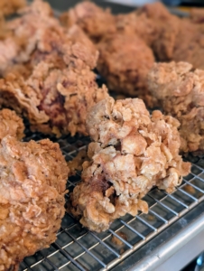 This is buttermilk fried chicken, cooked to perfection.