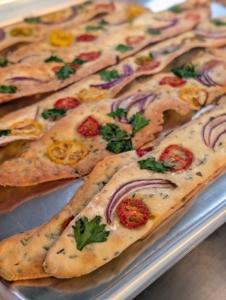 Do you recognize these flatbreads? I chose to serve bread baskets similar to those at The Bedford by Martha Stewart, my restaurant in Las Vegas. These are so thin and crispy, made with vegetables and herbs.