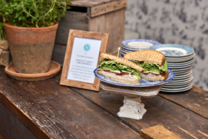 Another station was dedicated to my turkey cobb sandwich - it has everything one loves about the classic cobb salad, but in a sandwich, including oven-roasted turkey, bacon, hard-boiled eggs, sliced avocado, lettuce, fresh basil, and Dijonnaise served on country bread.