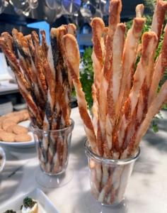 For this gathering, I planned a number of small bites - all prepared by Chef Molly Wenk who has helped me with a number of other events and cooking shoots over the years. These are cheese straws. Perhaps you've made some - the recipe is in my 100th book, MARTHA: THE COOKBOOK.