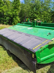 It was cut with my mower-conditioner. Mower-conditioners are a staple of large-scale haymaking. It cuts, crimps, and crushes the hay to promote faster and more even drying. It is the first step in the hay baling process.